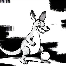 kangaroo cartoon and ball playing