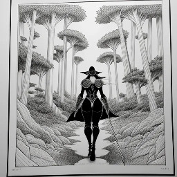 The wolf-girl walks through the jungle while a snake stalks her from behind.