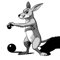 kangaroo cartoon and ball playing