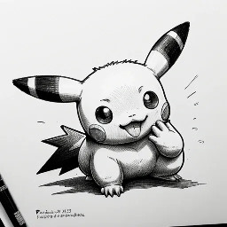 Pikachu pokemon haciendo la burla con la lengua larga y con las manos abiertas cerca de las orejas
