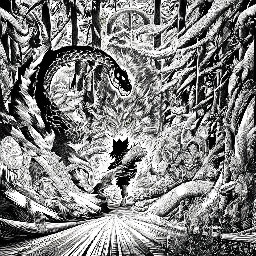 The furry wolf-girl walks through the jungle while a snake stalks her from behind.